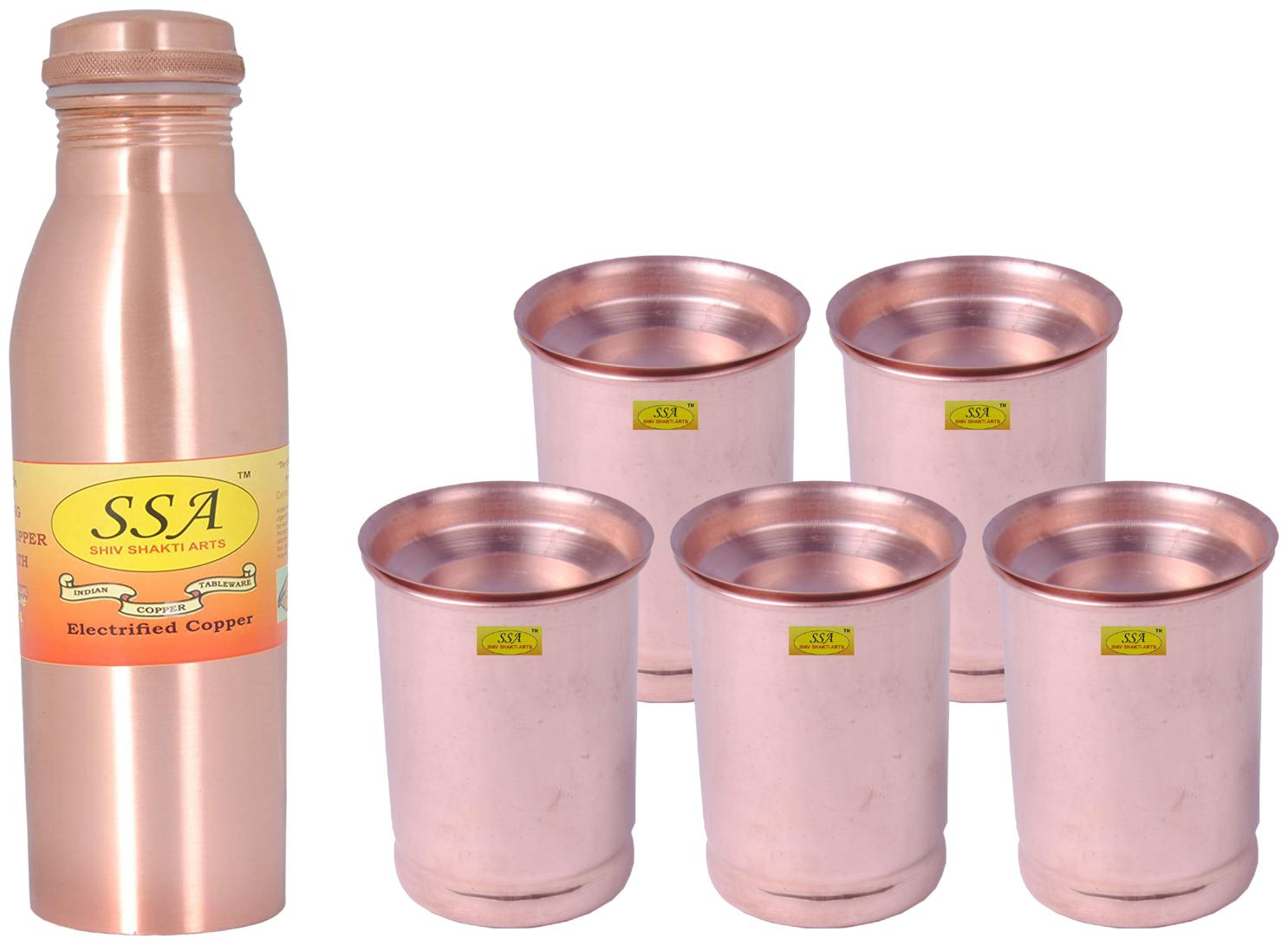 

Shiv Shakti Arts Copper Brown Water Bottle ( 1000 ml Set of 6 )