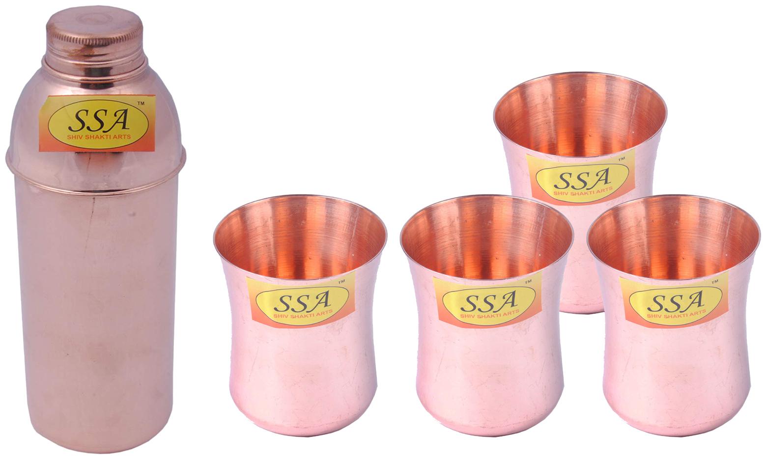 

Shiv Shakti Arts Copper Brown Water Bottle ( 900 ml Set of 5 )