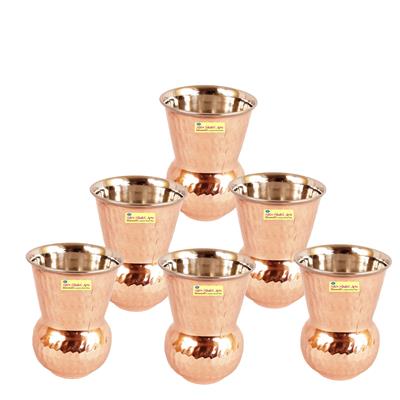 

SHIV SHAKTI ARTS Handmade Steel Copper Hammered Matka Glass Set of 6