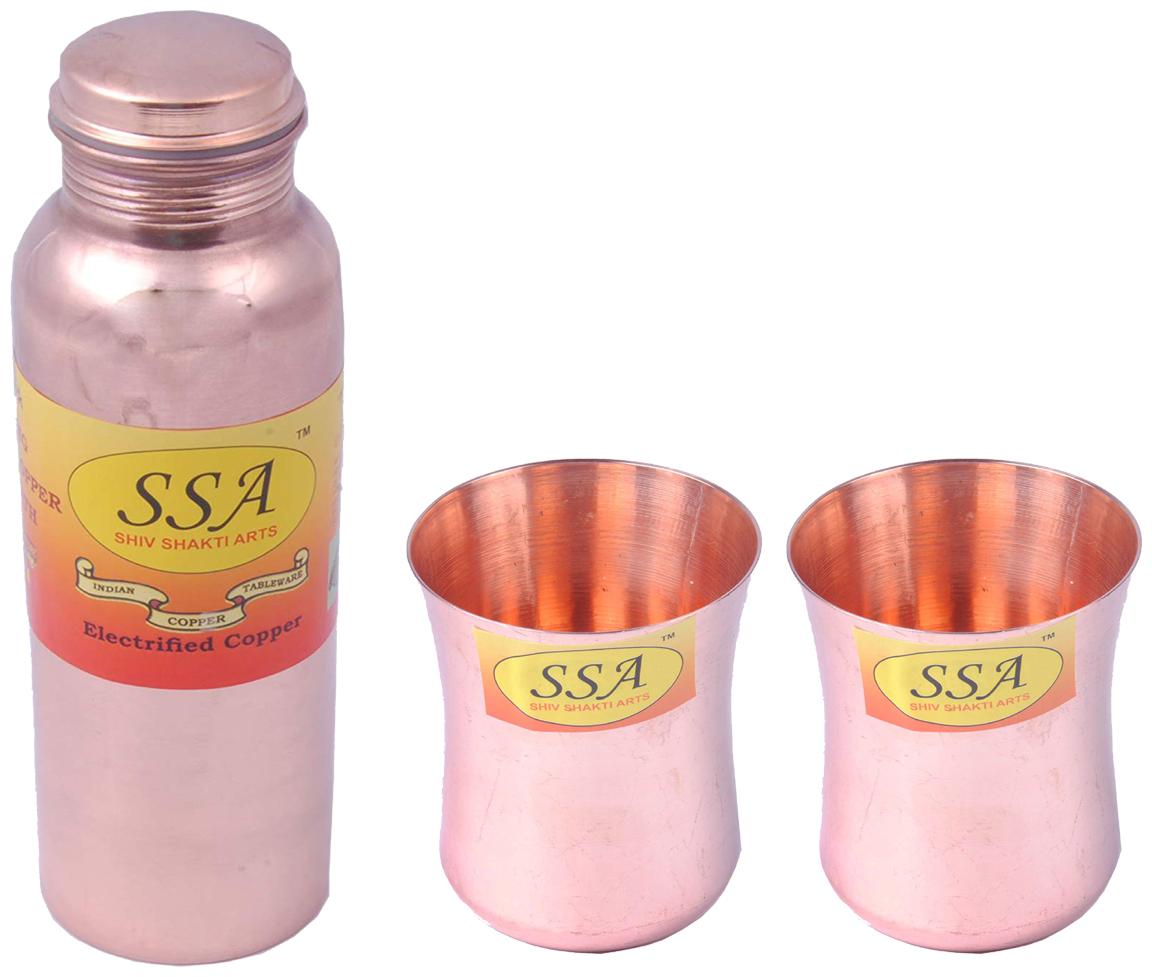

Shiv Shakti Arts Copper Brown Water Bottle ( 500 ml Set of 3 )