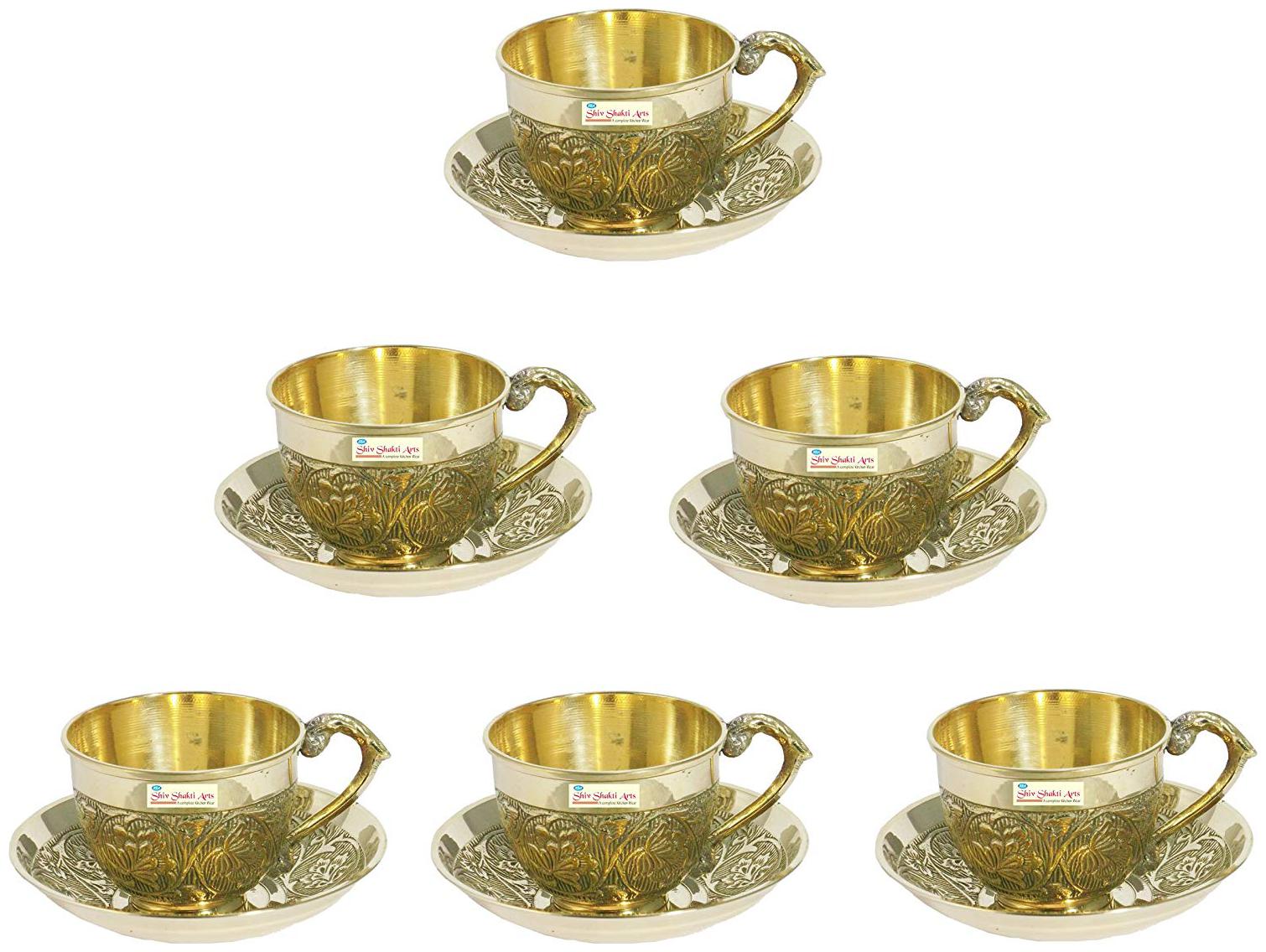 

Shiv Shakti Arts Handmade Brass Tea Cup And Saucer Sets