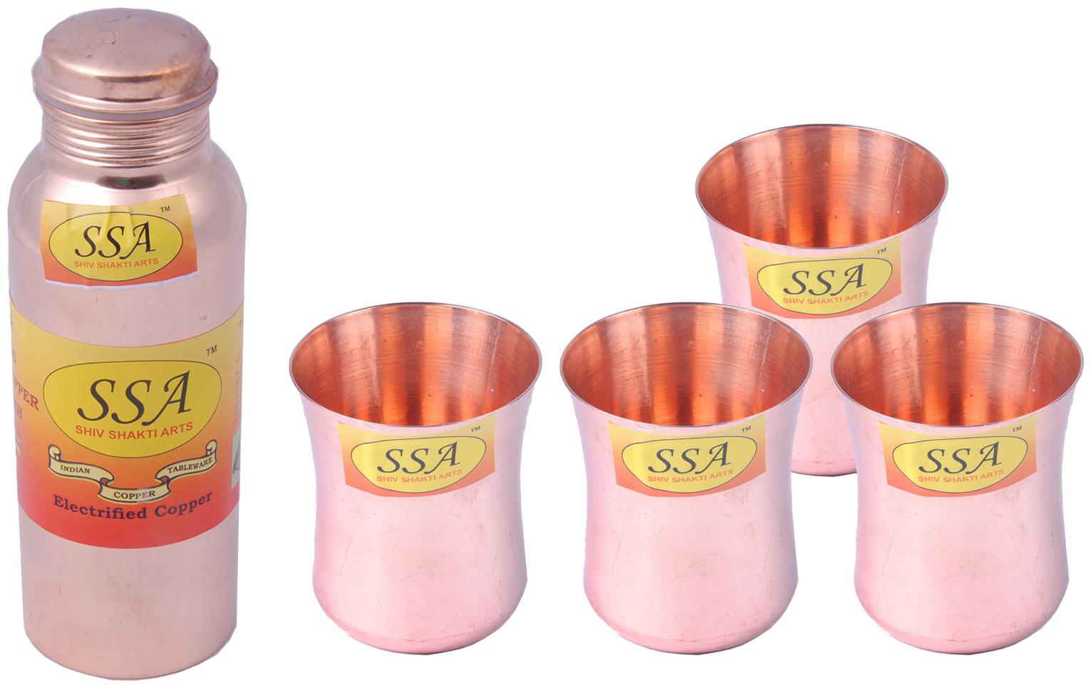 

Shiv Shakti Arts Copper Brown Water Bottle ( 750 ml Set of 5 )