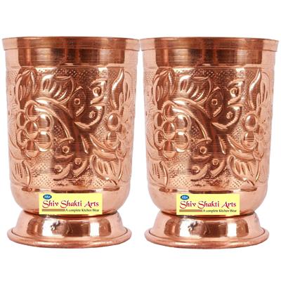 

SHIV SHAKTI ARTS Handmade Pure Copper Stylish Glass Set of 2