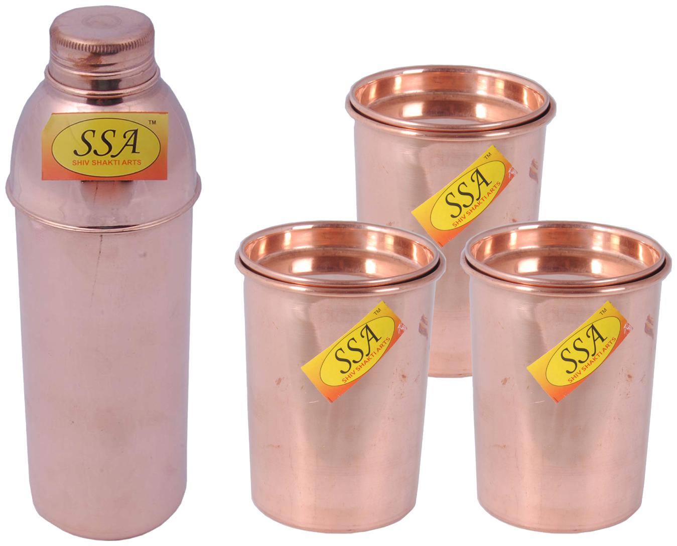 

Shiv Shakti Arts Copper Brown Water Bottle ( 900 ml Set of 4 )