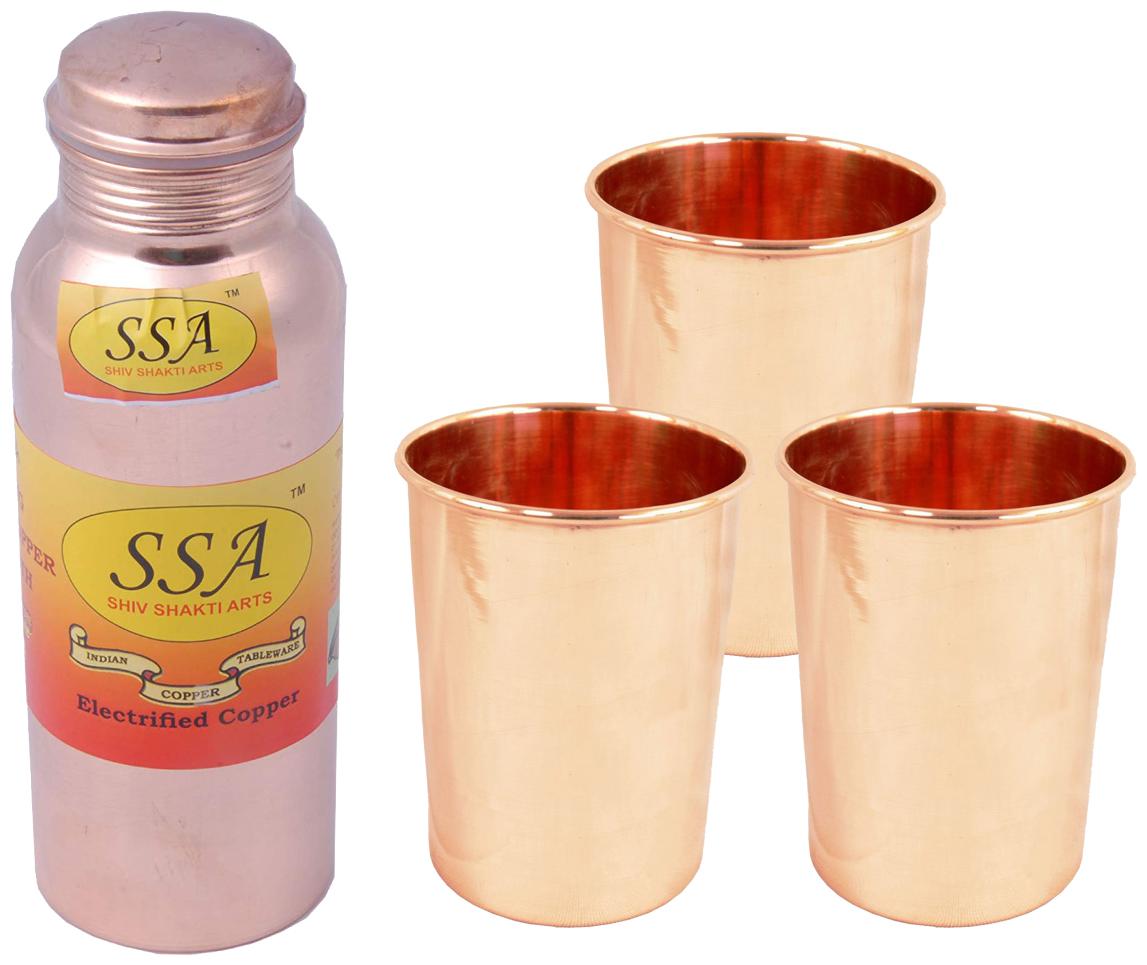 

Shiv Shakti Arts Copper Brown Water Bottle ( 750 ml Set of 4 )