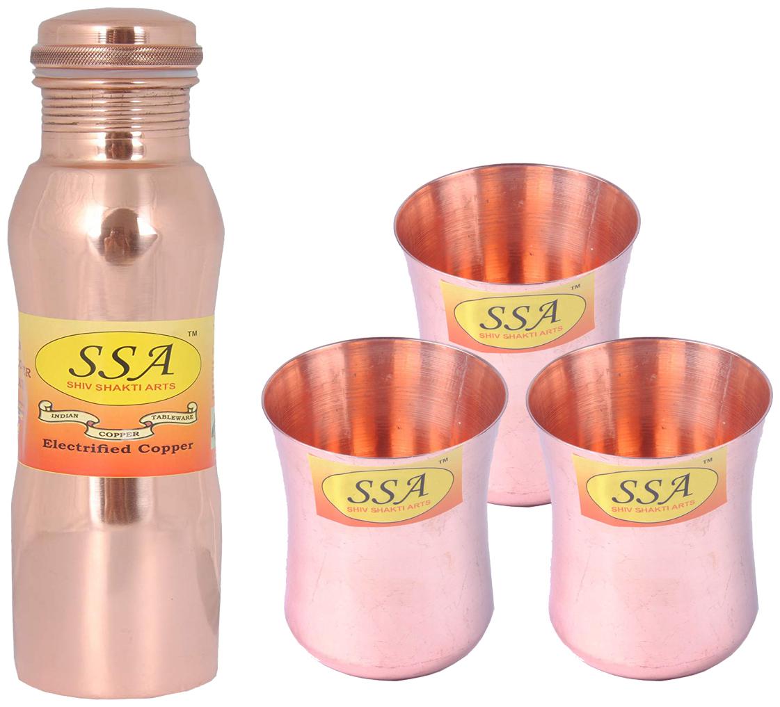 

Shiv Shakti Arts Copper Brown Water Bottle ( 1000 ml Set of 4 )