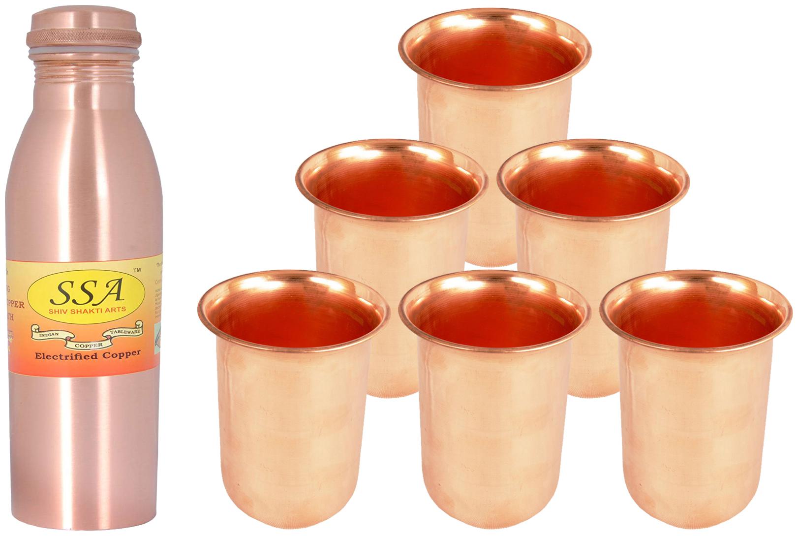 

Shiv Shakti Arts Copper Brown Water Bottle ( 1000 ml Set of 7 )