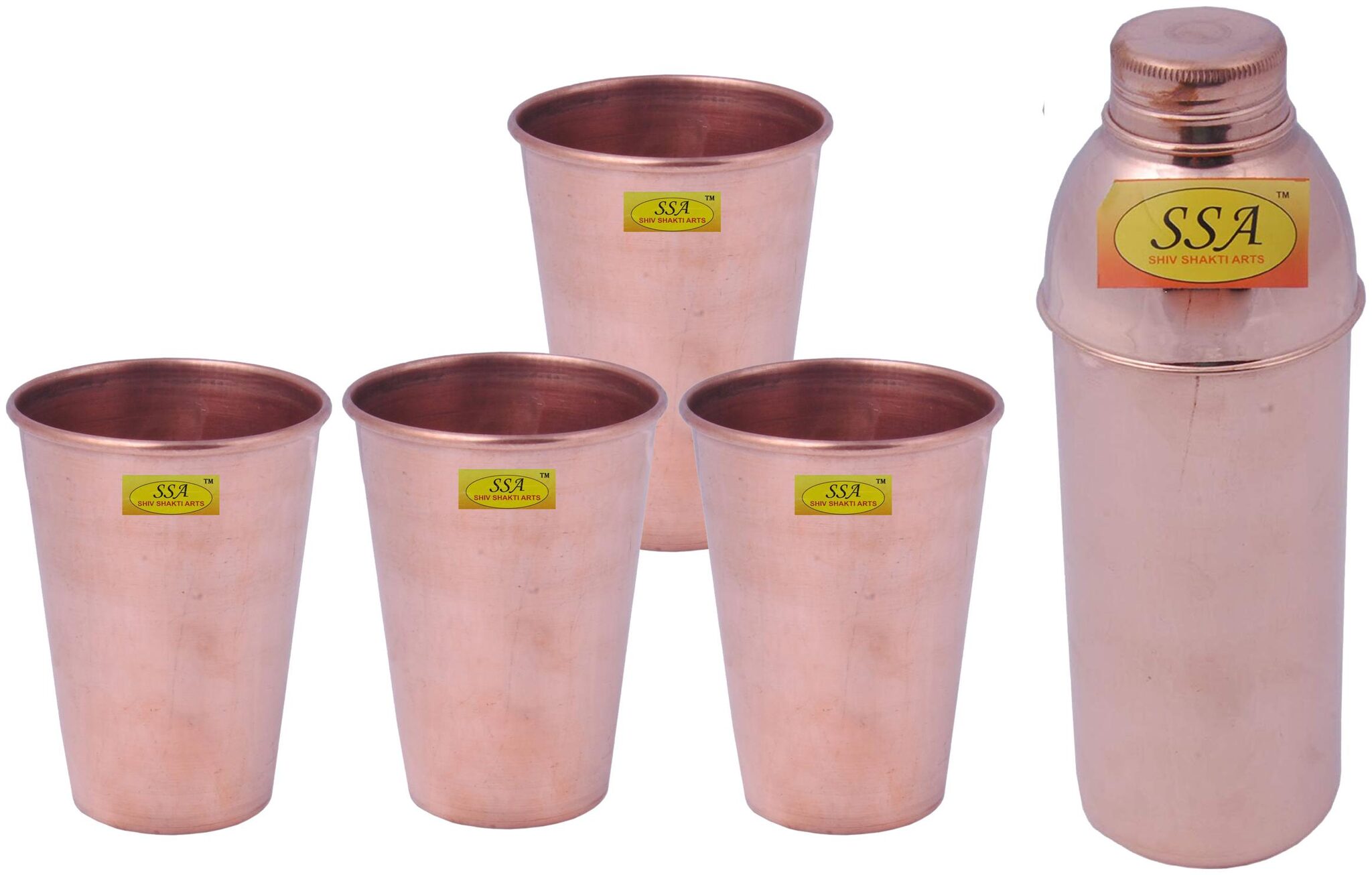 

Shiv Shakti Arts Copper Brown Water Bottle ( 900 ml Set of 5 )