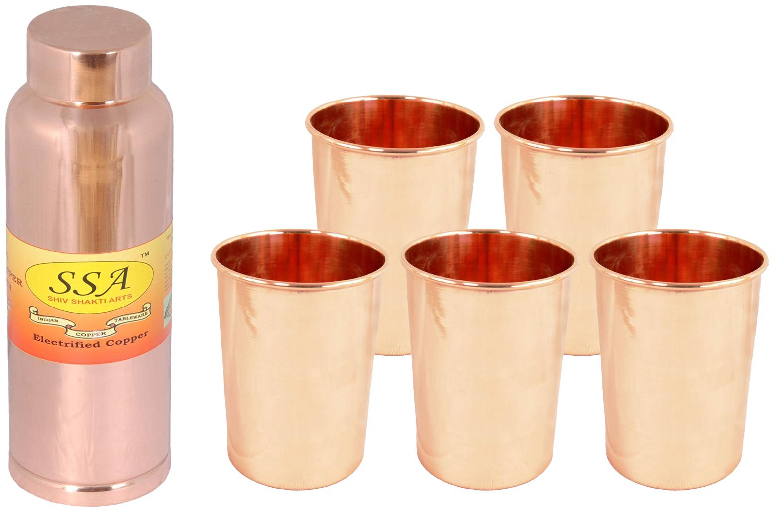 

Shiv Shakti Arts Copper Brown Water Bottle ( 1000 ml Set of 6 )