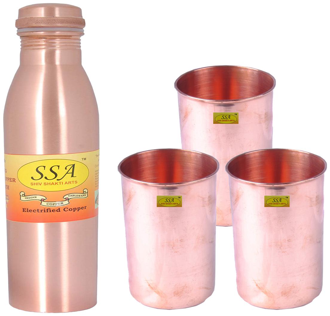 

Shiv Shakti Arts Copper Brown Water Bottle ( 1000 ml Set of 4 )