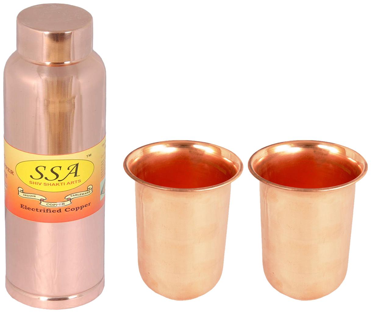 

Shiv Shakti Arts Copper Brown Water Bottle ( 1000 ml Set of 3 )