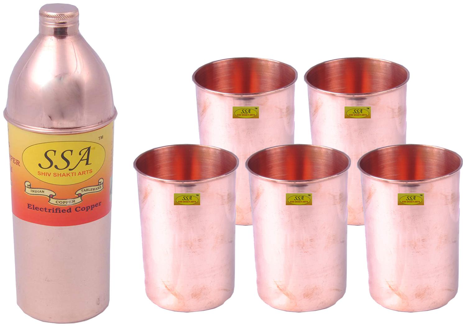 

Shiv Shakti Arts Copper Brown Water Bottle ( 800 ml Set of 6 )