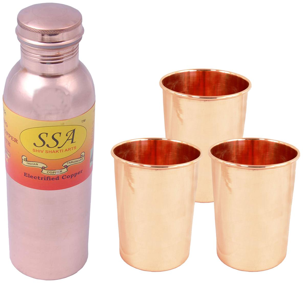 

Shiv Shakti Arts Copper Brown Water Bottle ( 850 ml Set of 4 )