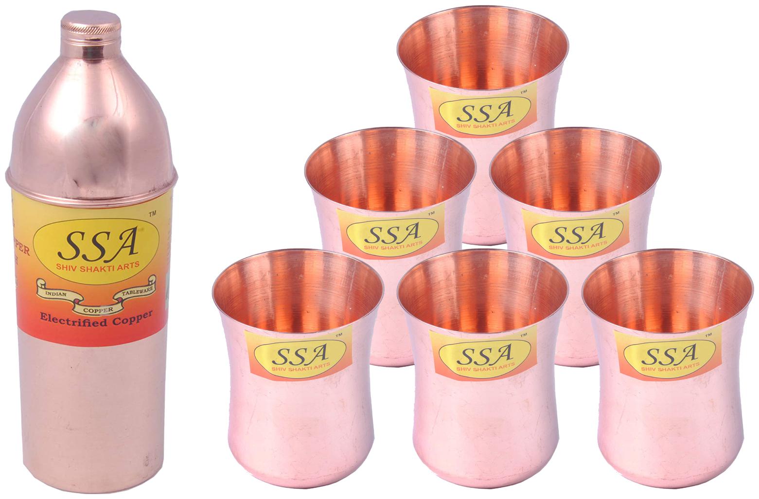 

Shiv Shakti Arts Copper Brown Water Bottle ( 800 ml Set of 7 )