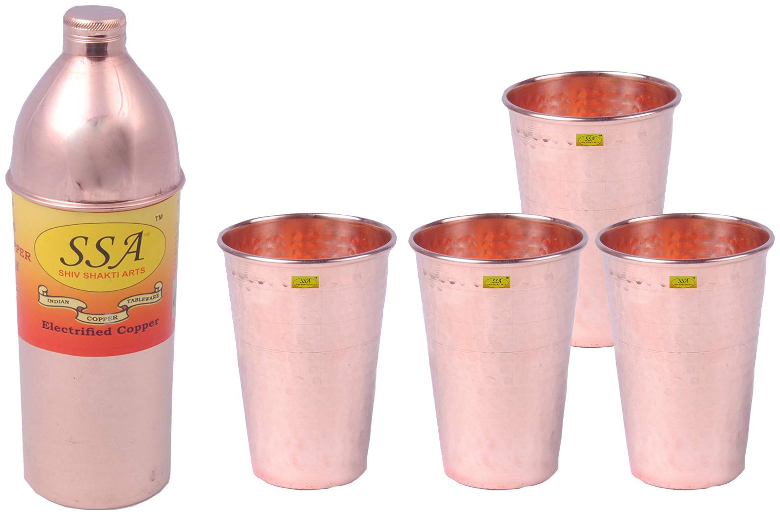 

Shiv Shakti Arts Copper Brown Water Bottle ( 800 ml Set of 5 )
