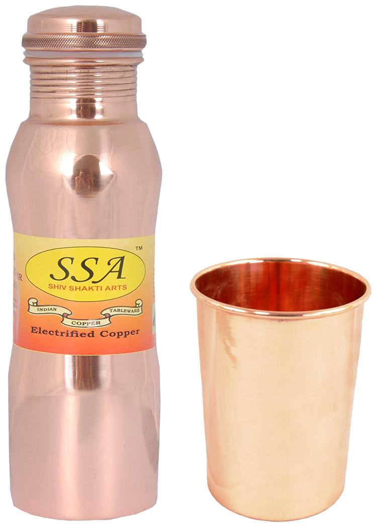 

Shiv Shakti Arts Copper Brown Water Bottle ( 1000 ml Set of 2 )