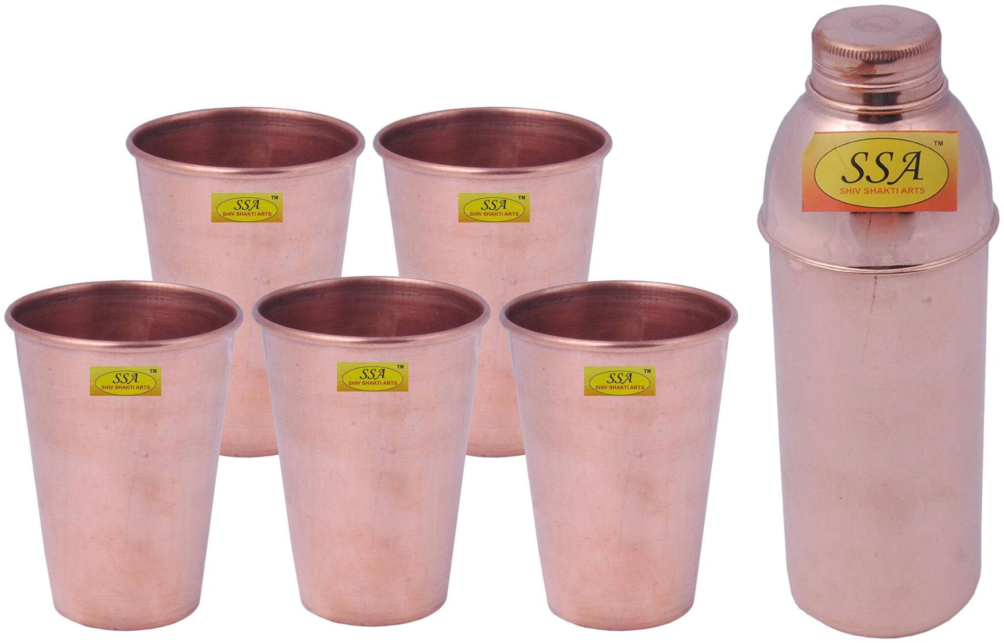 

Shiv Shakti Arts Copper Brown Water Bottle ( 900 ml Set of 6 )