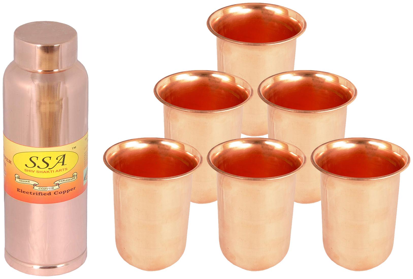 

Shiv Shakti Arts Copper Brown Water Bottle ( 1000 ml Set of 7 )
