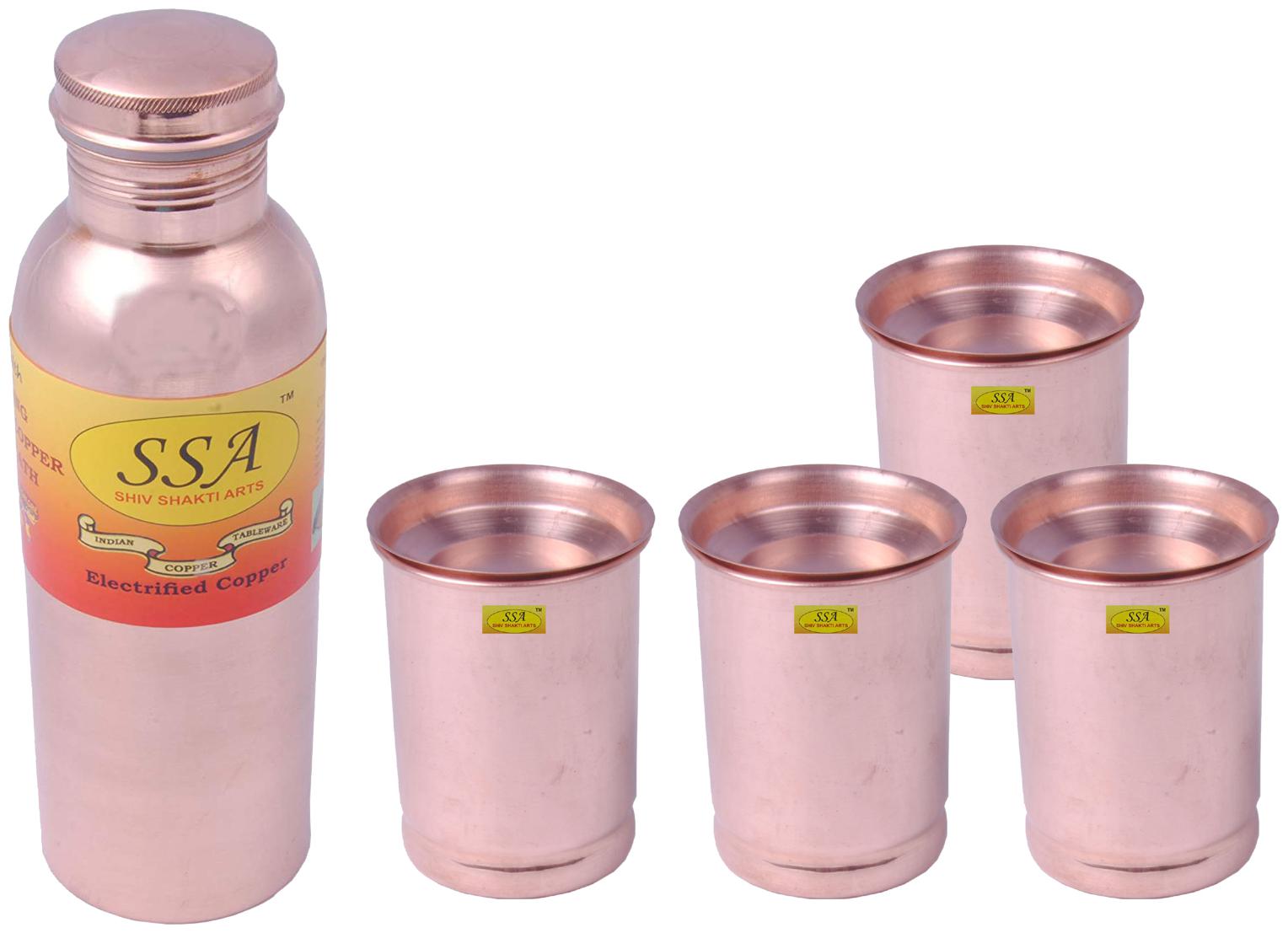 

Shiv Shakti Arts Copper Brown Water Bottle ( 850 ml Set of 5 )
