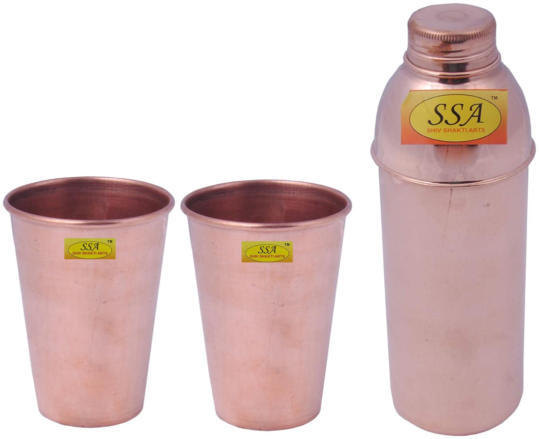 

Shiv Shakti Arts Copper Brown Water Bottle ( 900 ml Set of 3 )