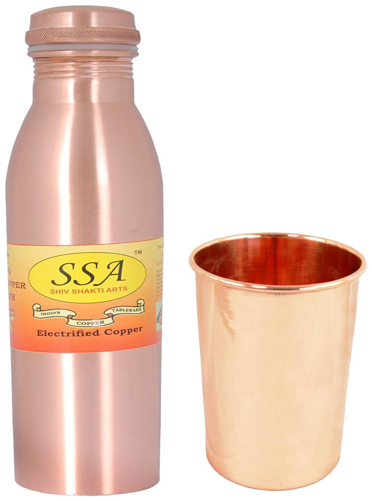

Shiv Shakti Arts Copper Brown Water Bottle ( 1000 ml Set of 2 )