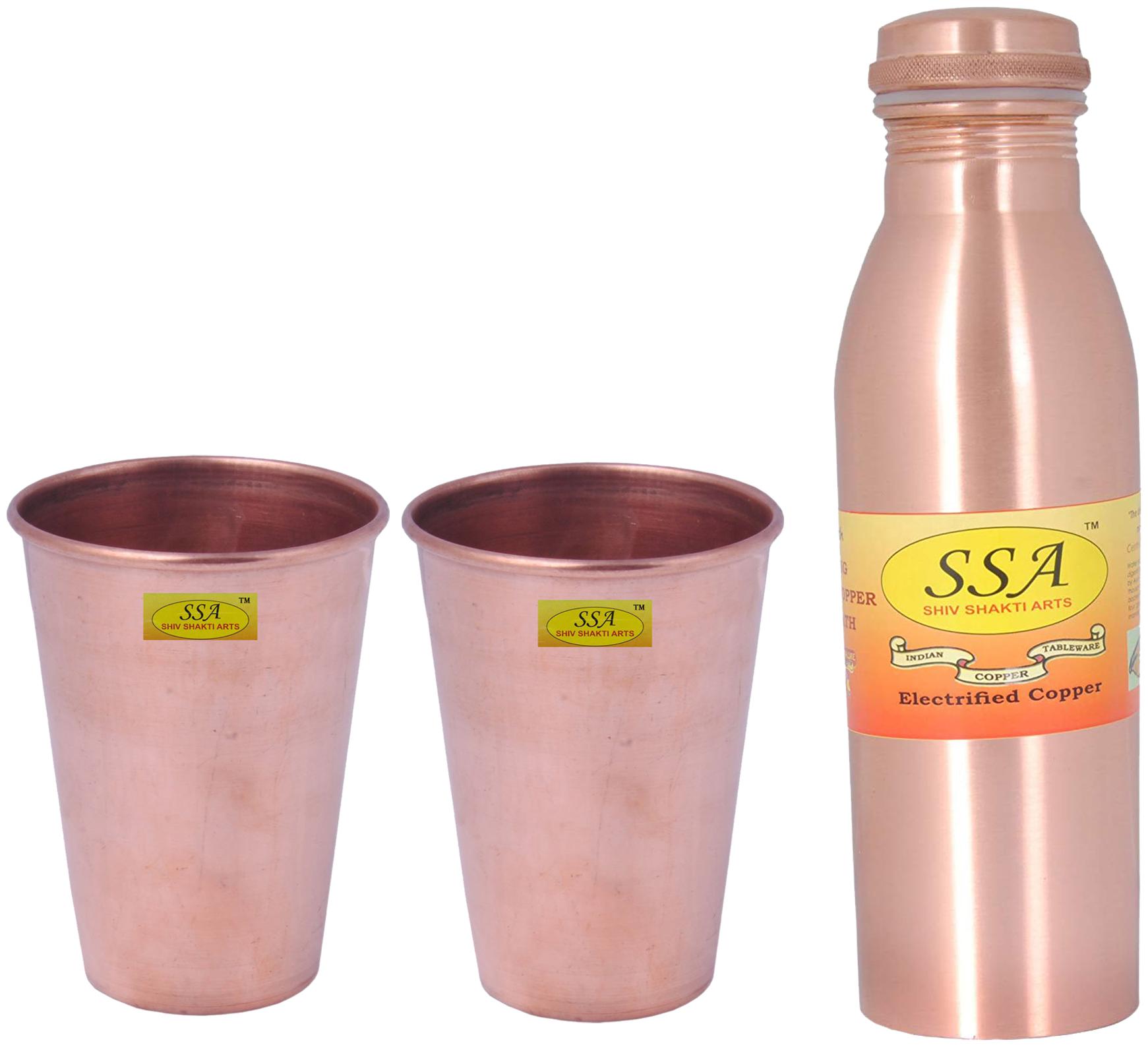 

Shiv Shakti Arts Copper Brown Water Bottle ( 1000 ml Set of 3 )