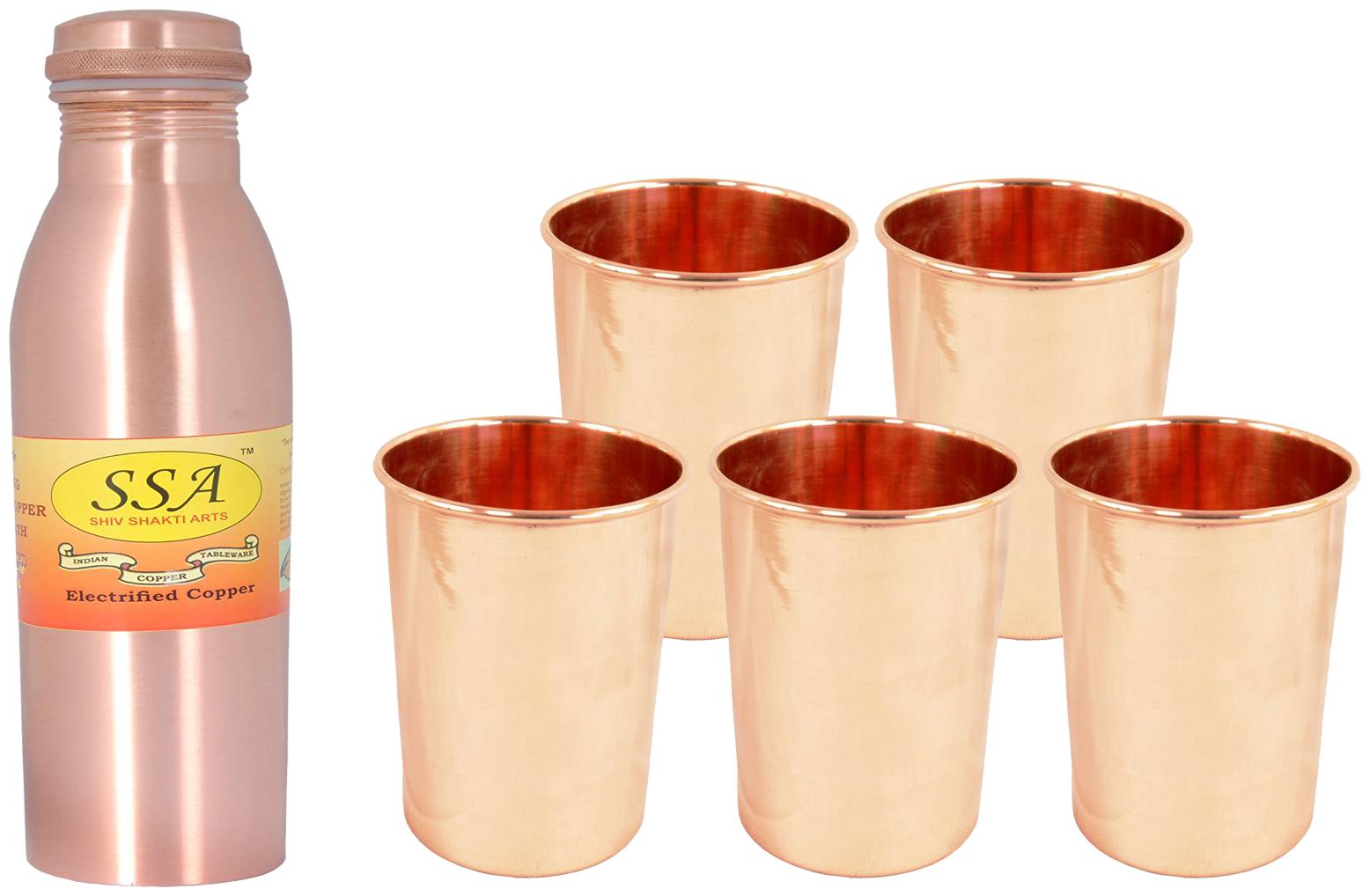 

Shiv Shakti Arts Copper Brown Water Bottle ( 1000 ml Set of 6 )