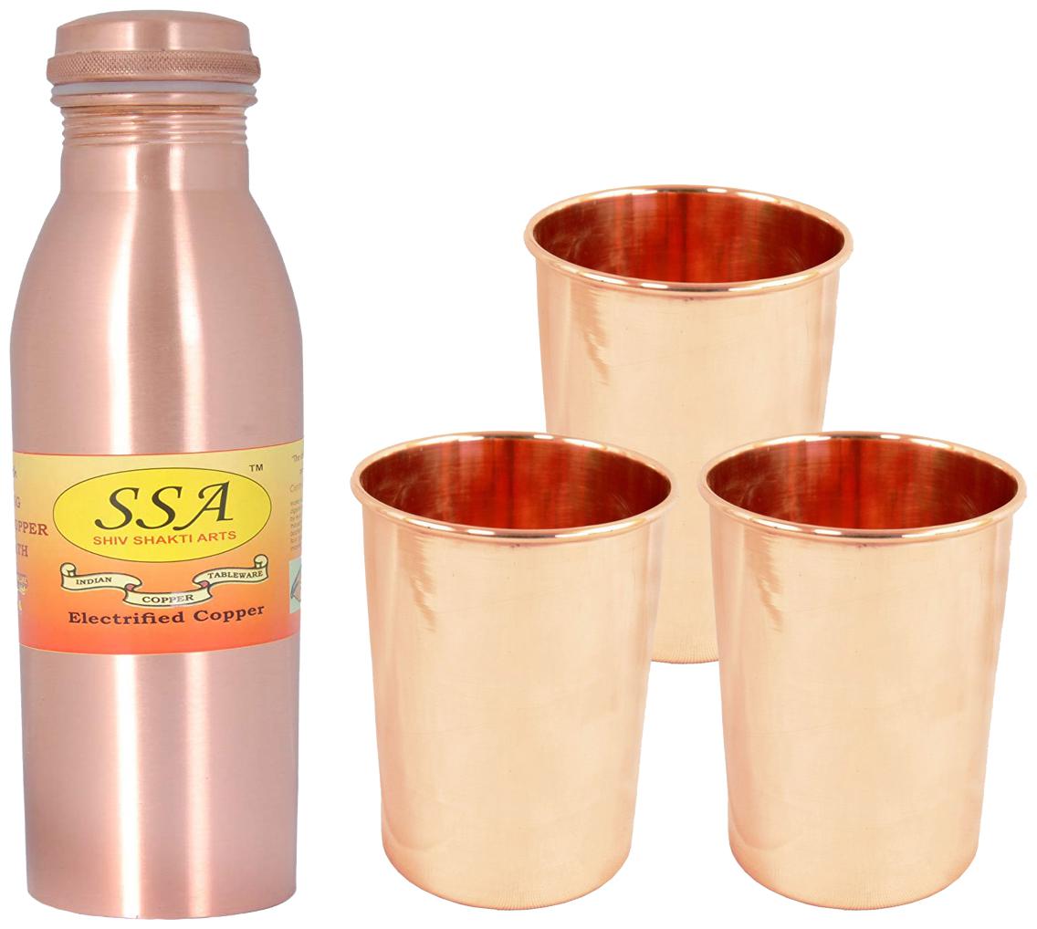 

Shiv Shakti Arts Copper Brown Water Bottle ( 1000 ml Set of 4 )