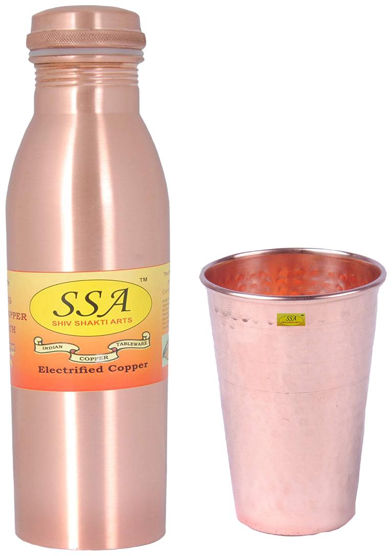 

Shiv Shakti Arts Copper Brown Water Bottle ( 1000 ml Set of 2 )