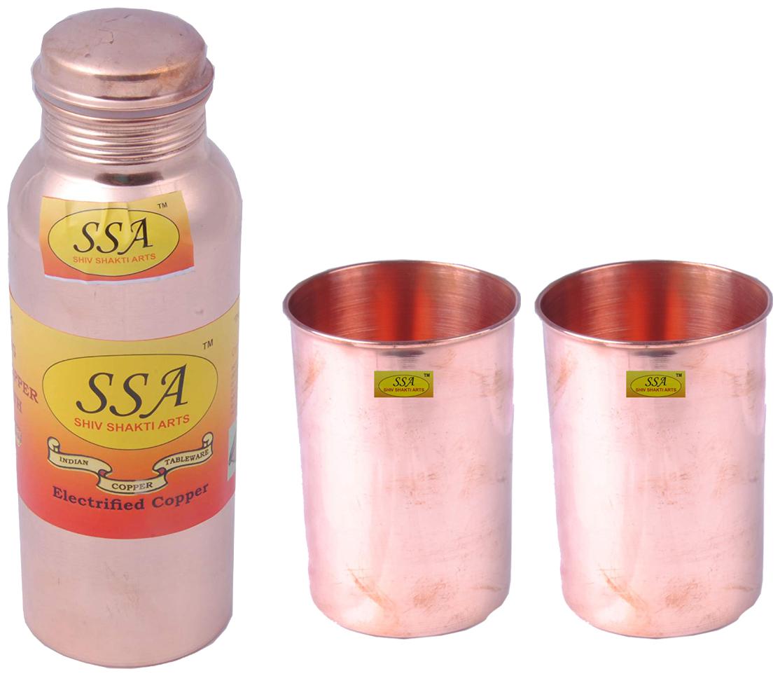 

Shiv Shakti Arts Copper Brown Water Bottle ( 750 ml Set of 3 )