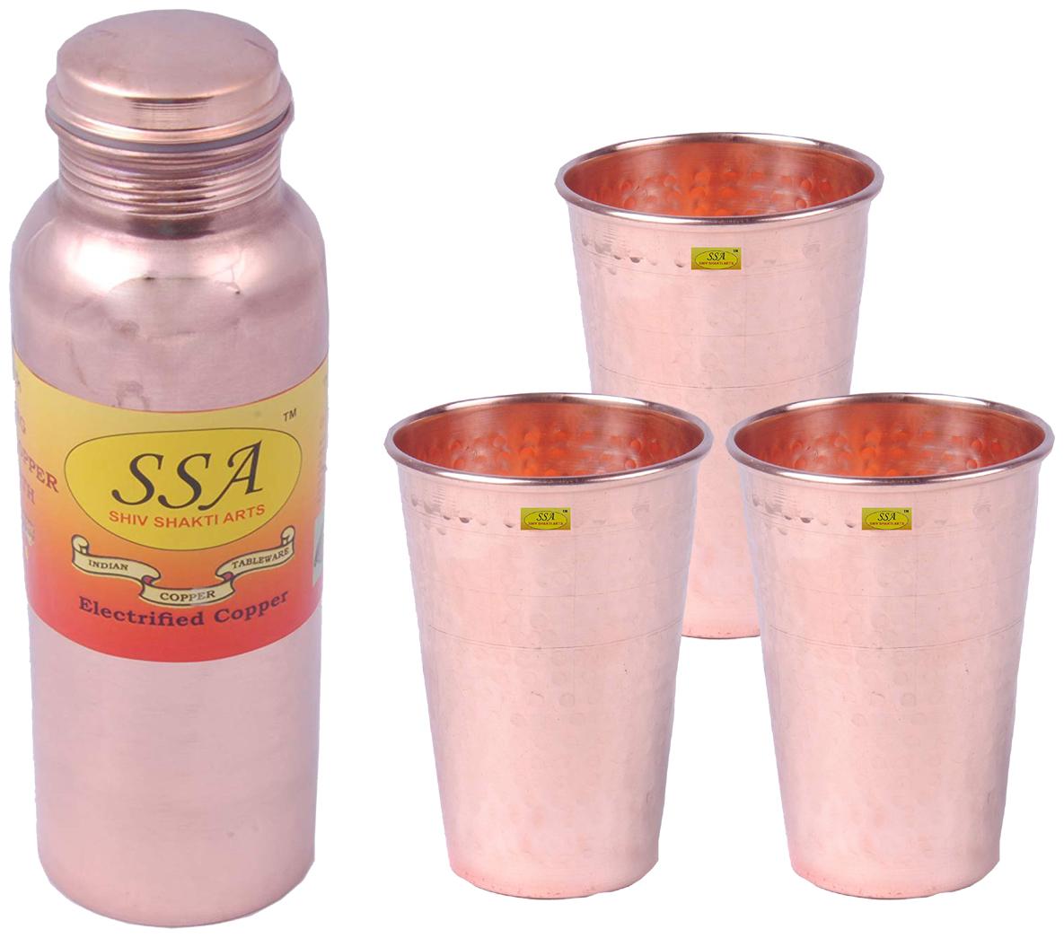 

Shiv Shakti Arts Copper Brown Water Bottle ( 500 ml Set of 4 )