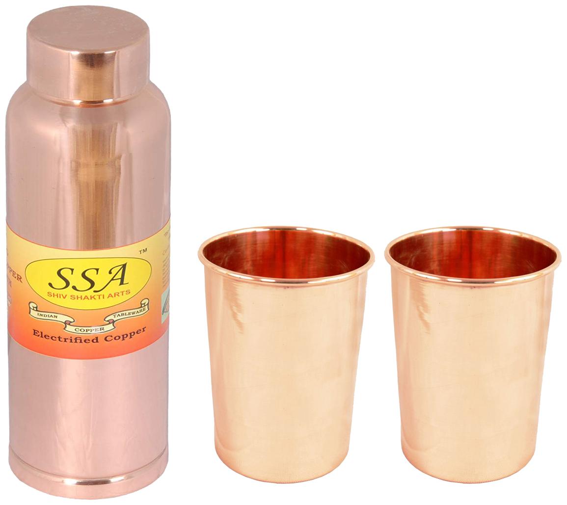 

Shiv Shakti Arts Copper Brown Water Bottle ( 1000 ml Set of 3 )