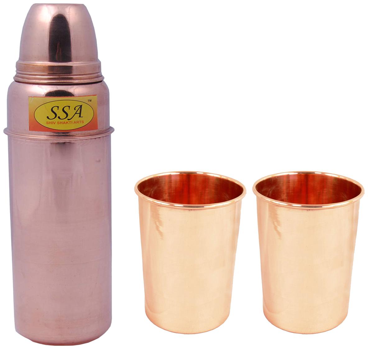 

Shiv Shakti Arts Copper Brown Water Bottle ( 750 ml Set of 3 )