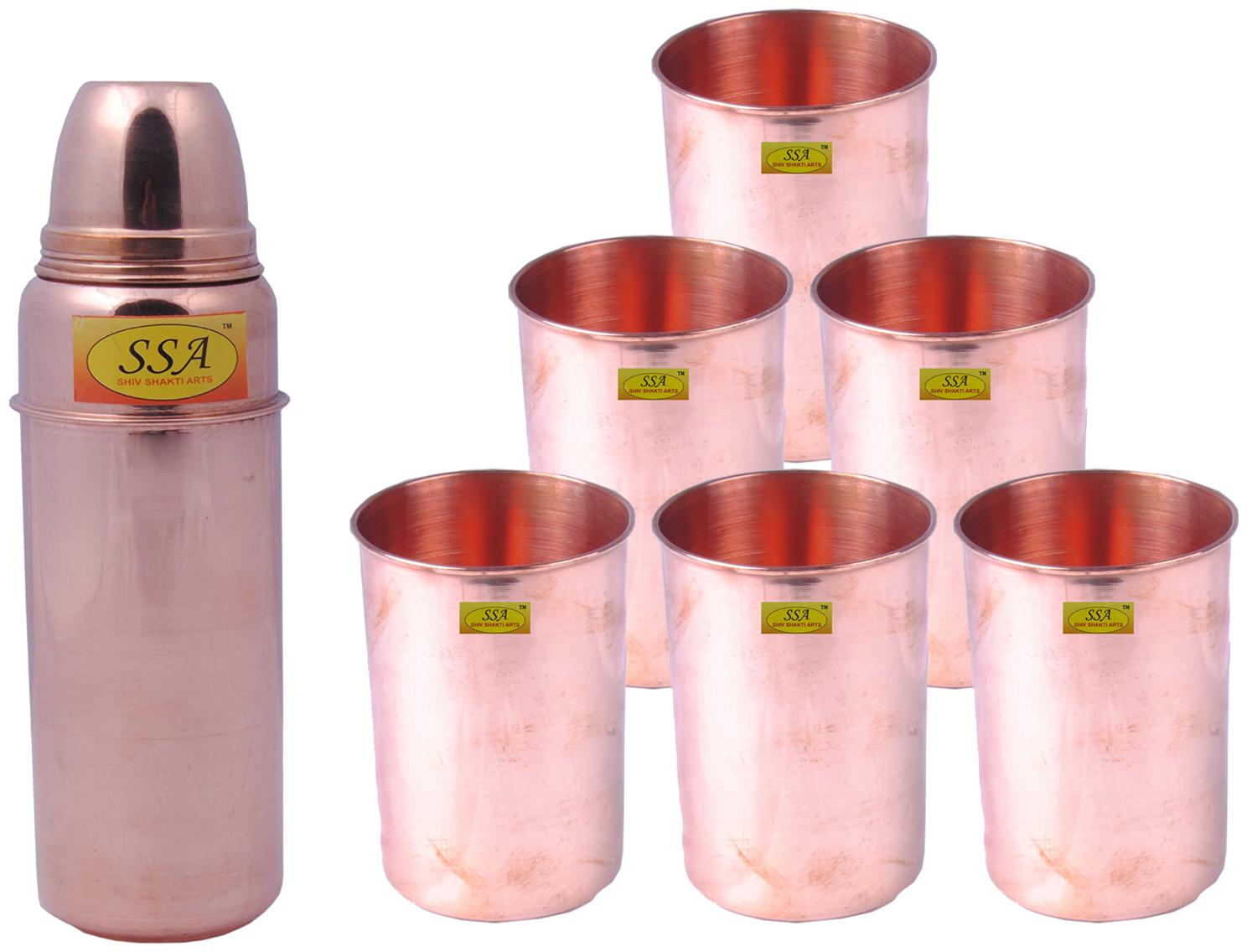 

Shiv Shakti Arts Copper Brown Water Bottle ( 750 ml Set of 7 )