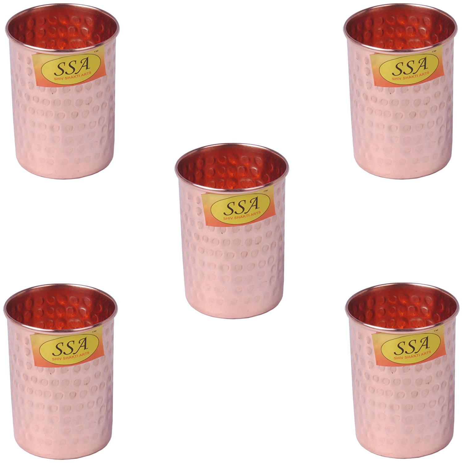 

Shiv Shakti Arts Handmade Pure Copper Glass Set of 5