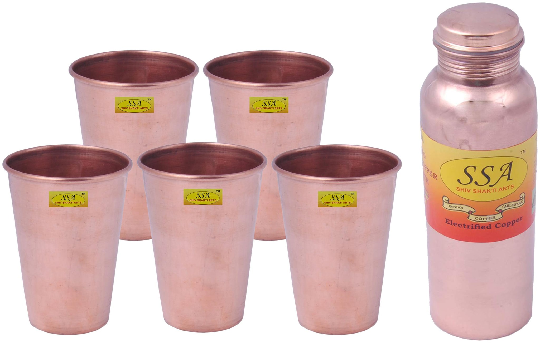 

Shiv Shakti Arts Copper Brown Water Bottle ( 500 ml Set of 6 )