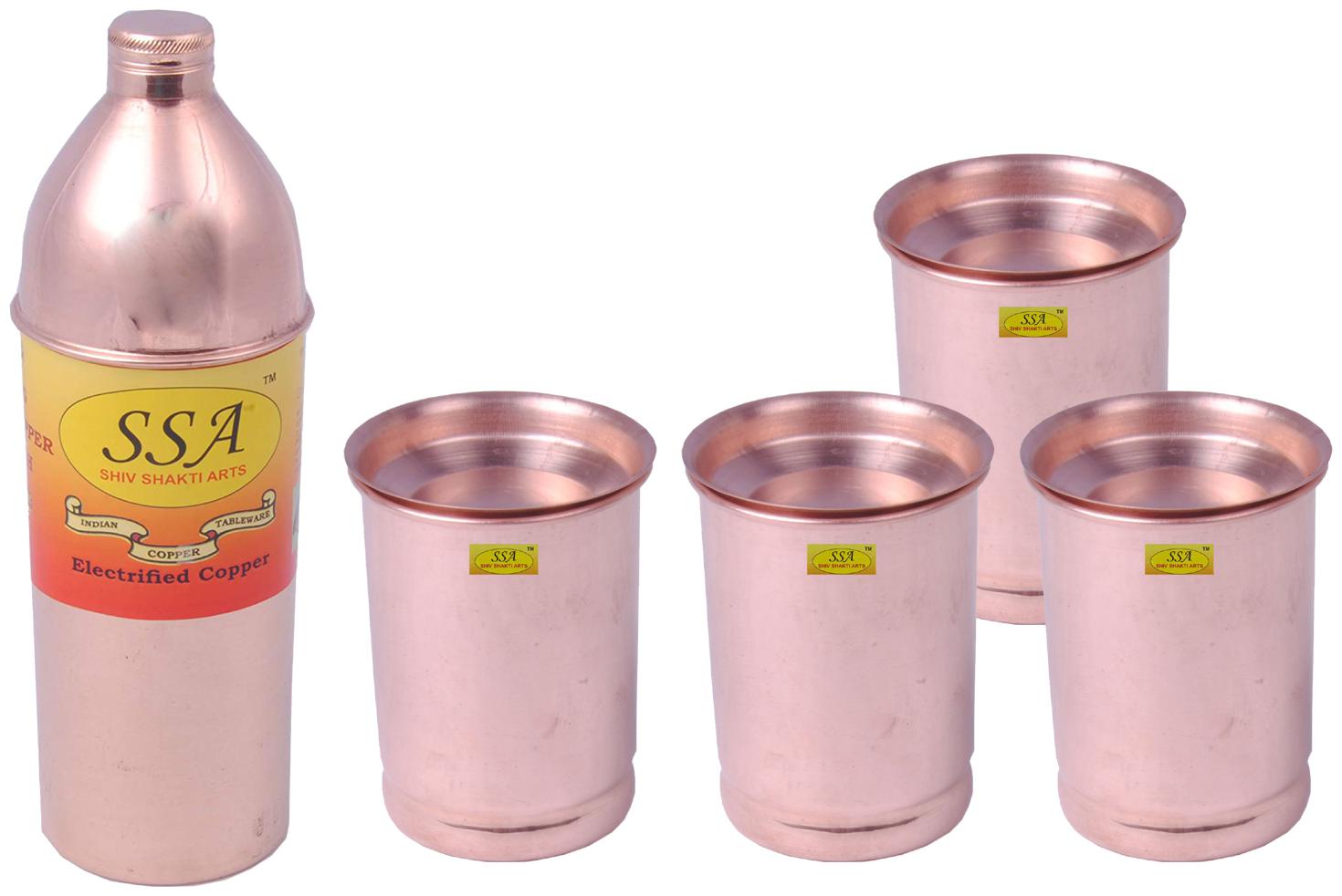 

Shiv Shakti Arts Copper Brown Water Bottle ( 800 ml Set of 5 )