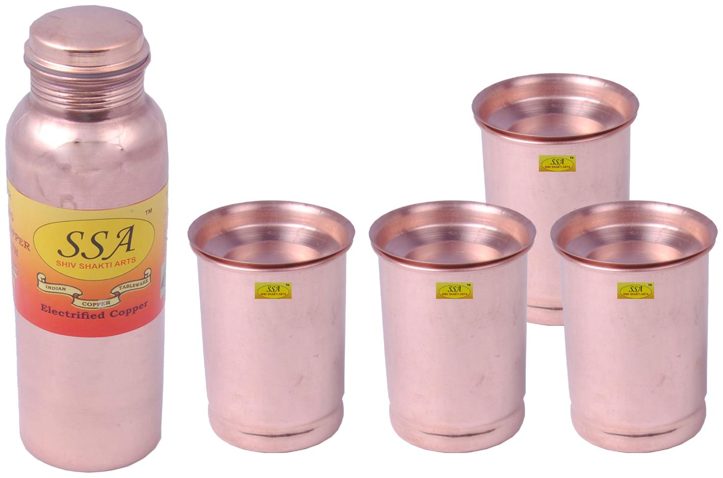 

Shiv Shakti Arts Copper Brown Water Bottle ( 500 ml Set of 5 )