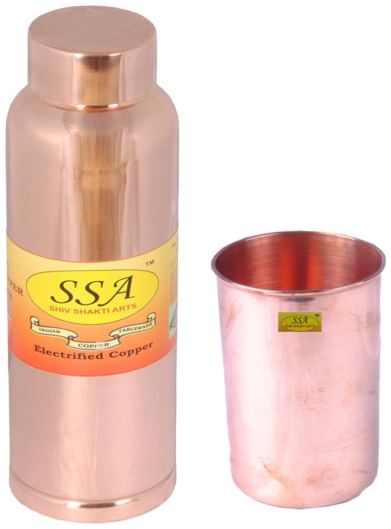 

Shiv Shakti Arts Copper Brown Water Bottle ( 1000 ml Set of 2 )