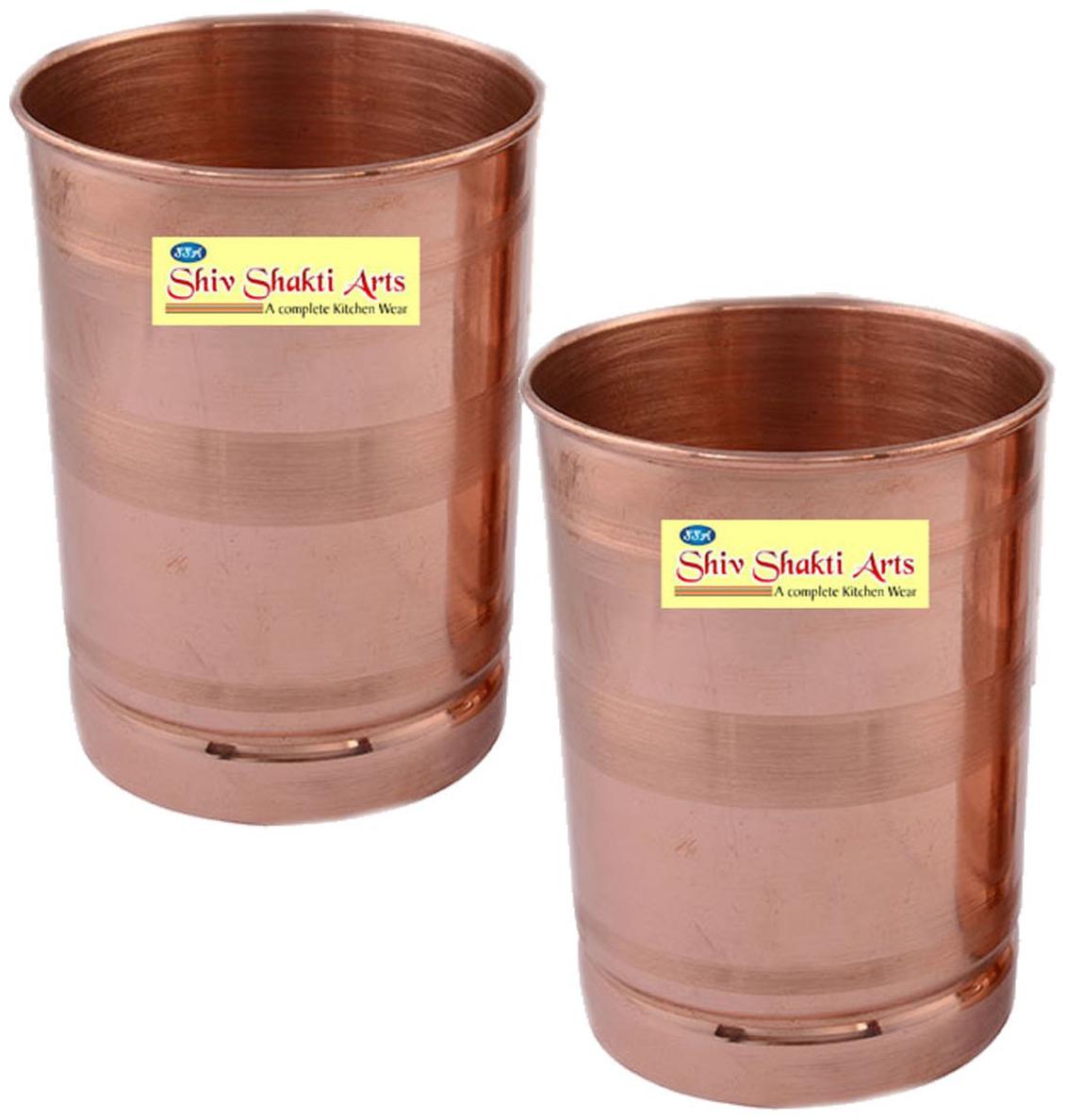 

Shiv Shakti Arts Handmade Pure Copper Silver Touch Glass Set of 2