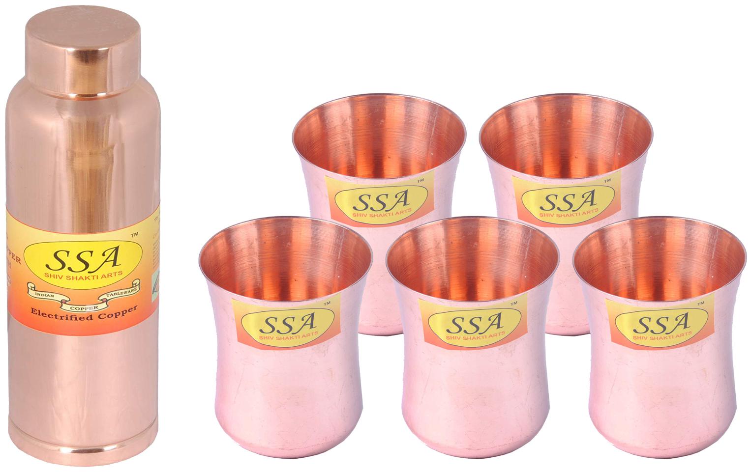 

Shiv Shakti Arts Copper Brown Water Bottle ( 1000 ml Set of 6 )