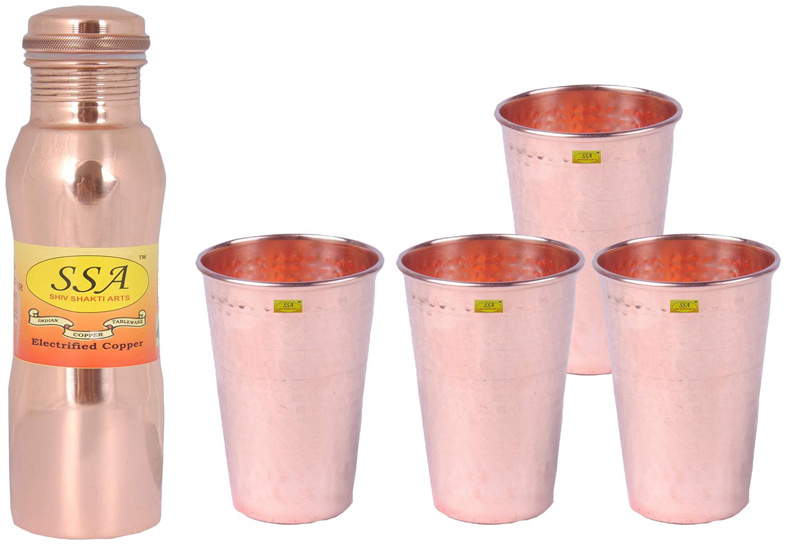 

Shiv Shakti Arts Copper Brown Water Bottle ( 1000 ml Set of 5 )