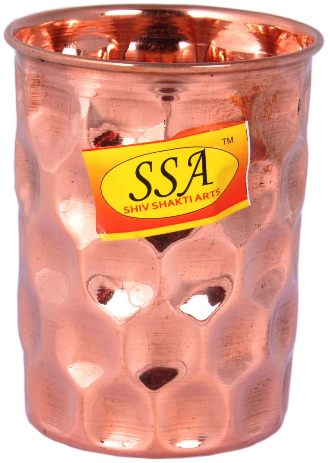 

Shiv Shakti Arts Handmade Pure Copper Glass Diamond Cut Design Tumbler Capacity-300 ml Each Set of 1