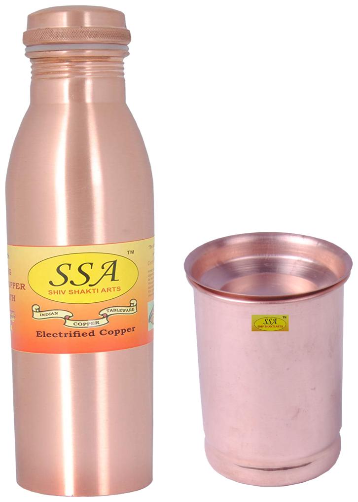 

Shiv Shakti Arts Copper Brown Water Bottle ( 1000 ml Set of 2 )