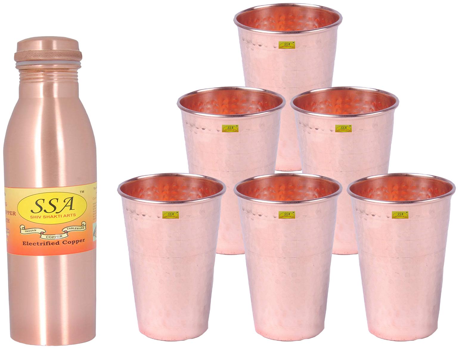 

Shiv Shakti Arts Copper Brown Water Bottle ( 1000 ml Set of 7 )
