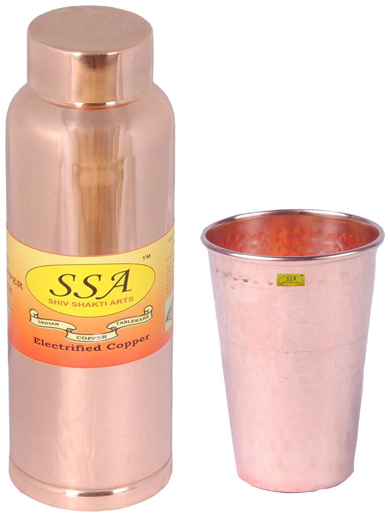 

Shiv Shakti Arts Copper Brown Water Bottle ( 1000 ml Set of 2 )