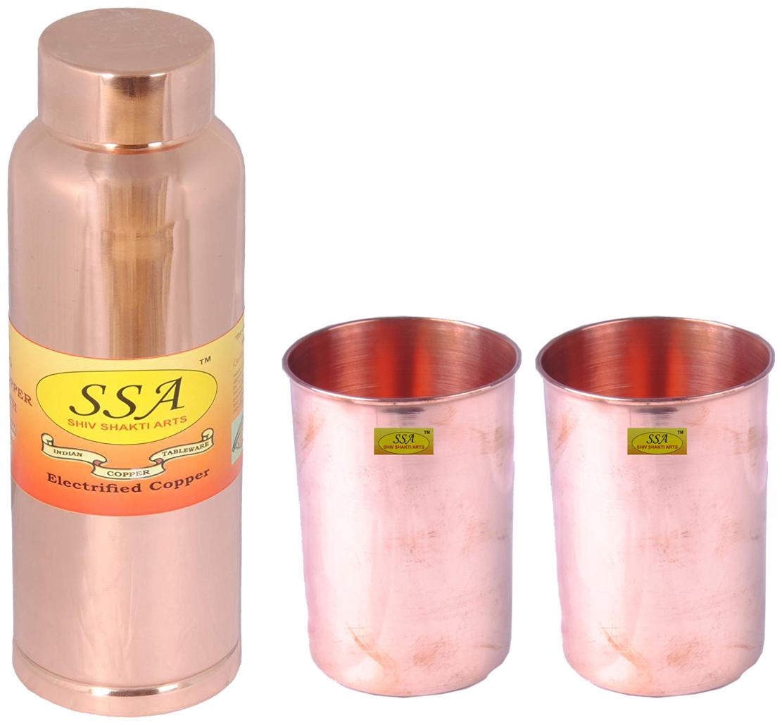 

Shiv Shakti Arts Copper Brown Water Bottle ( 1000 ml Set of 3 )