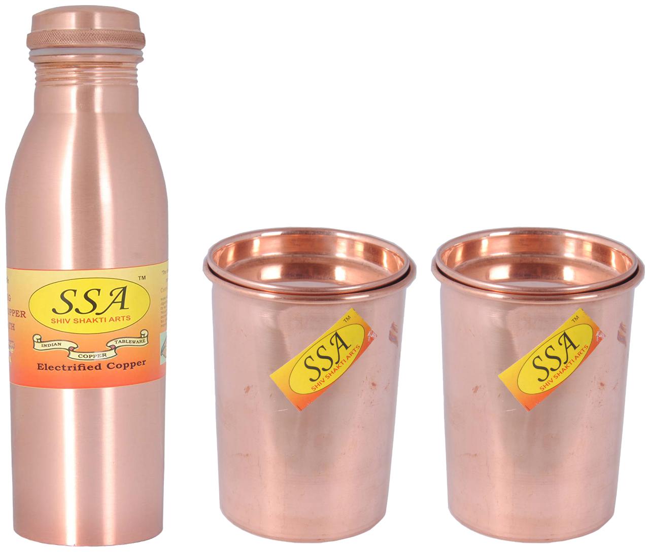 

Shiv Shakti Arts Copper Brown Water Bottle ( 1000 ml Set of 3 )