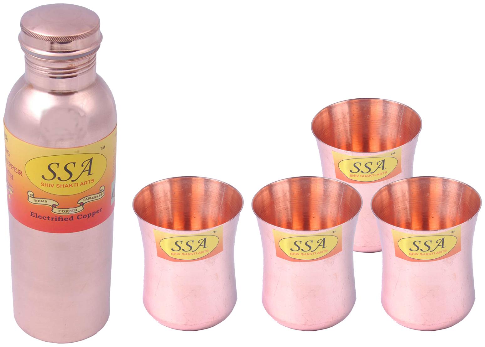 

Shiv Shakti Arts Copper Brown Water Bottle ( 850 ml Set of 5 )