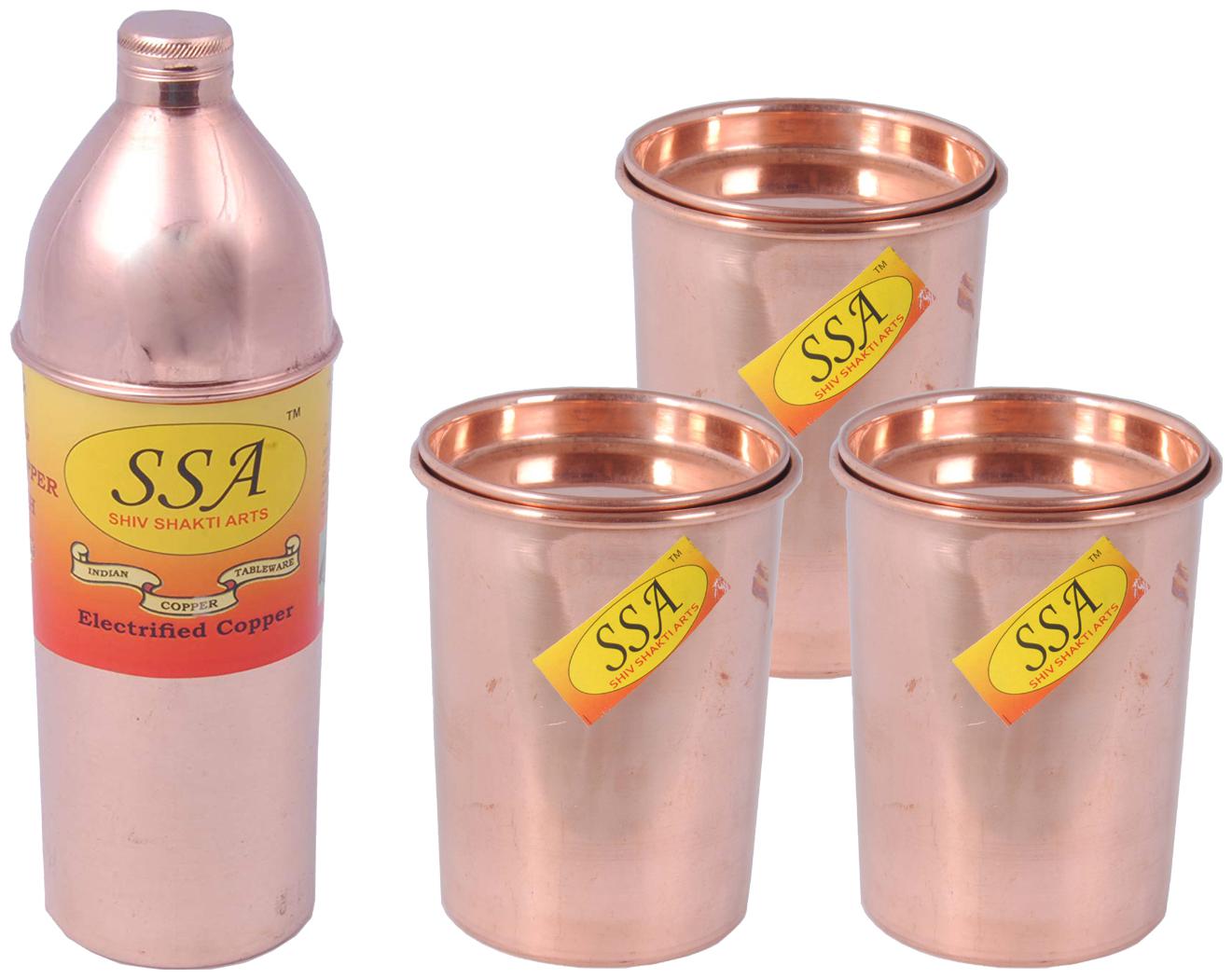 

Shiv Shakti Arts Copper Brown Water Bottle ( 800 ml Set of 4 )